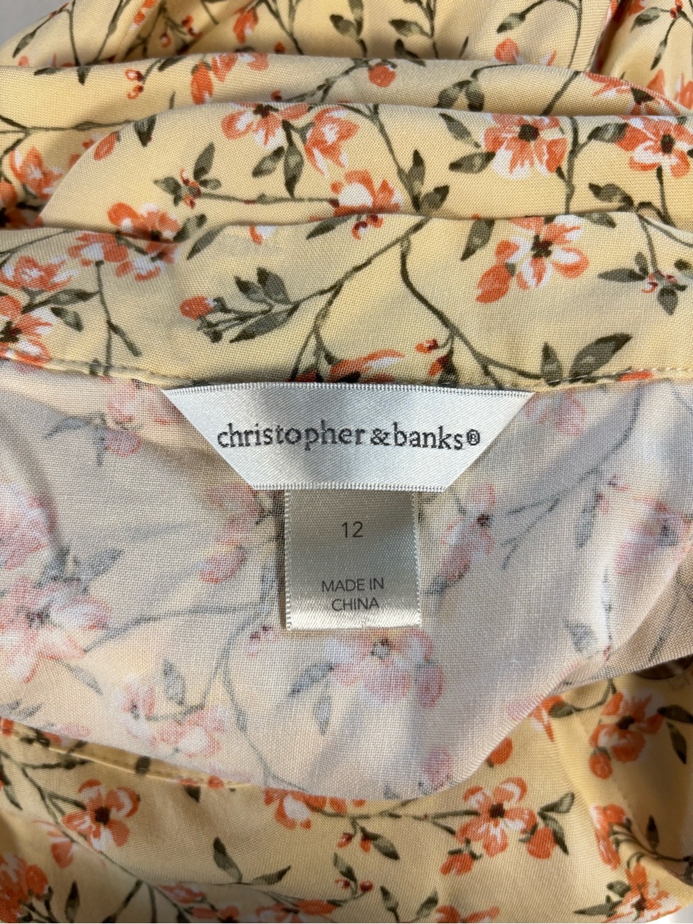 Vintage light yellow floral cottagecore prairie button up midi pull on skirt 12 - Picture 10 of 11